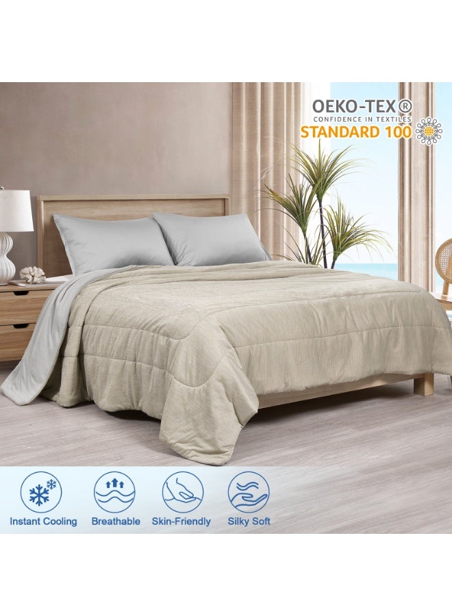 PHF بطانية تبريد PHF توأم للنوم الساخن، بطانية تبريد ناعمة من الجانبين لليالي الحارة تمتص حرارة الجسم، Q-Max>0.5 Arc-Chill خفيفة الوزن لراحة الصيف الباردة، 60"x80"، لمسة عاجية - Image 4